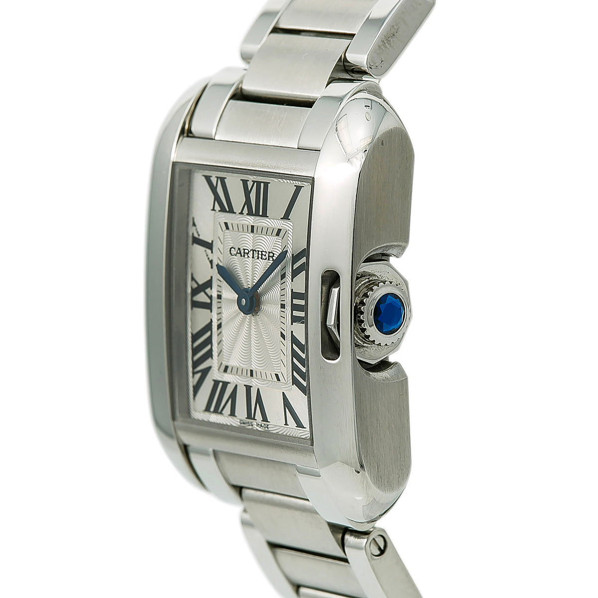 Cartier Tank Anglasise 3485 W5310022 Ladies Quartz Watch Silver Dial SS 23x30mm