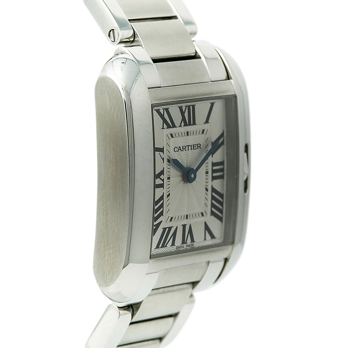 Cartier Tank Anglasise 3485 W5310022 Ladies Quartz Watch Silver Dial SS 23x30mm