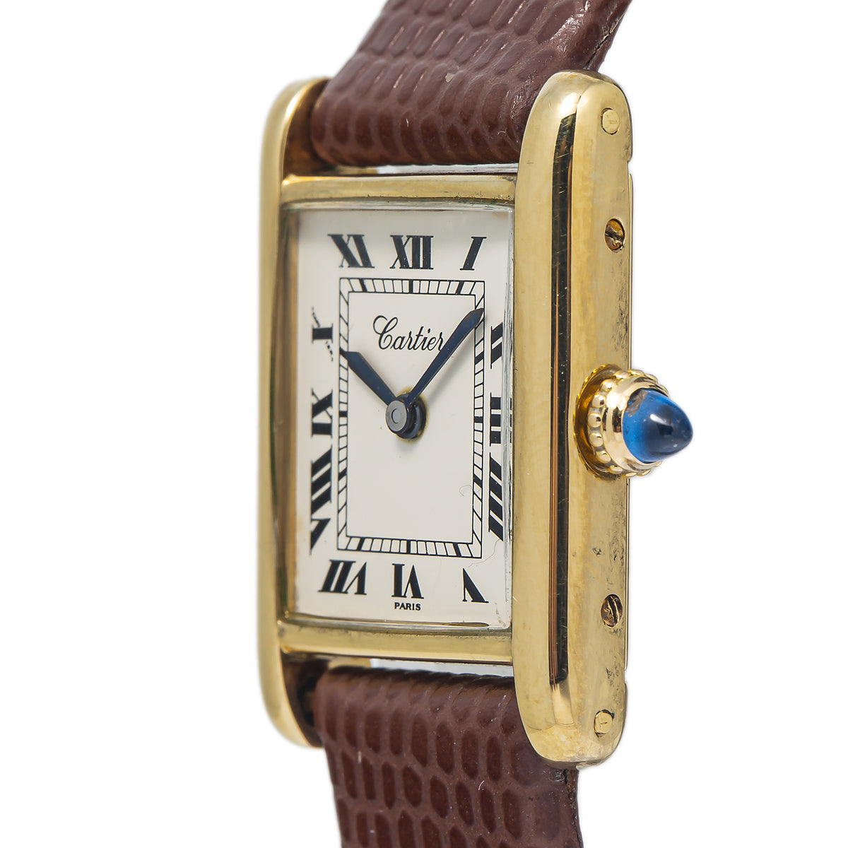 Cartier Tank Louis Vintage 18k Yellow Gold Paris Dial Ladies Watch 21x28mm