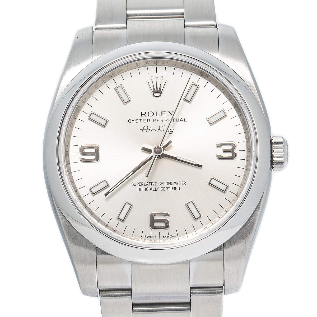 Rolex Air-King 114200 Stainless Oyster Silver Dial Automatic Unisex Watch 34mm