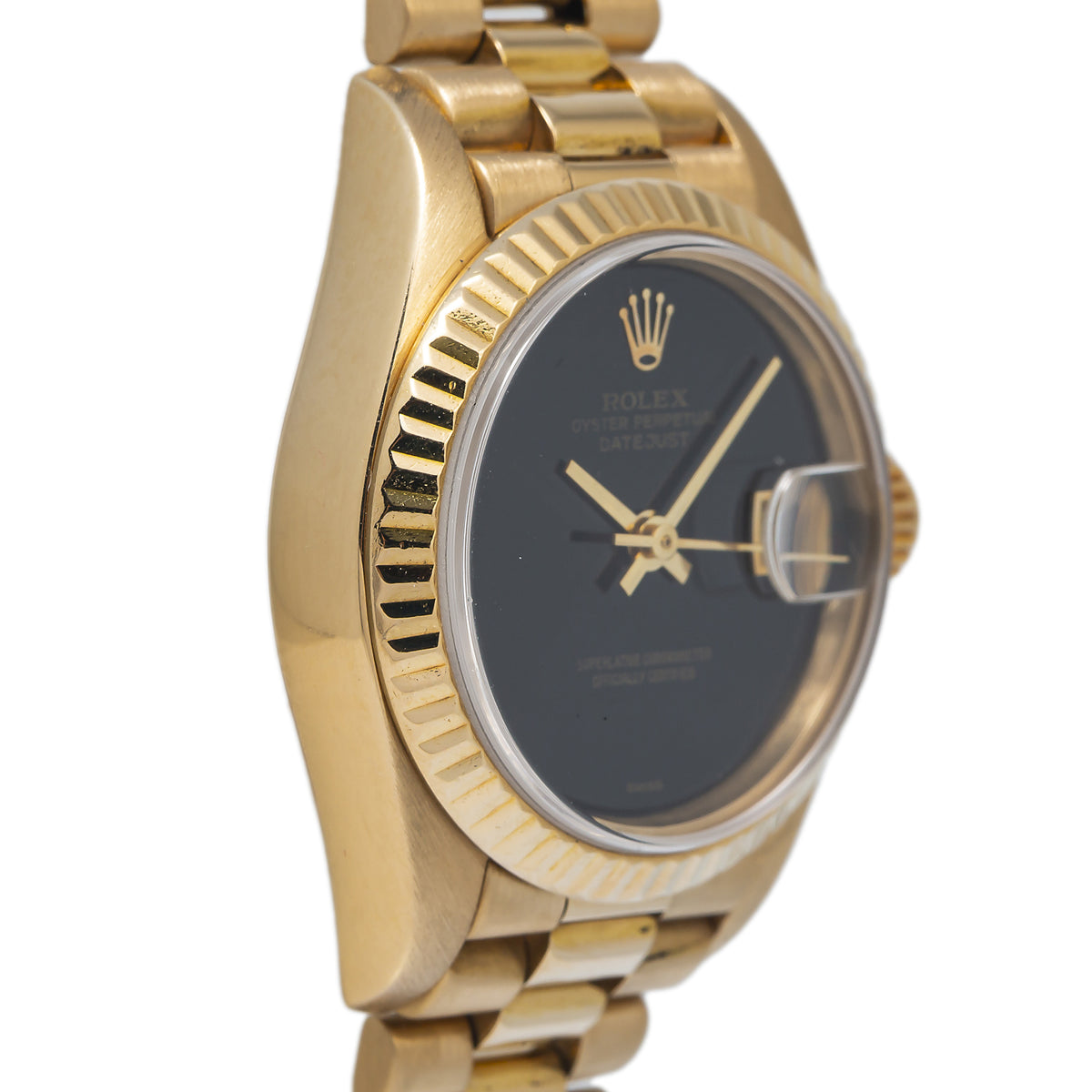 Rolex DateJust 69178 18k Yellow Gold Factory Onyx Dial Automatic Lady Watch 26mm