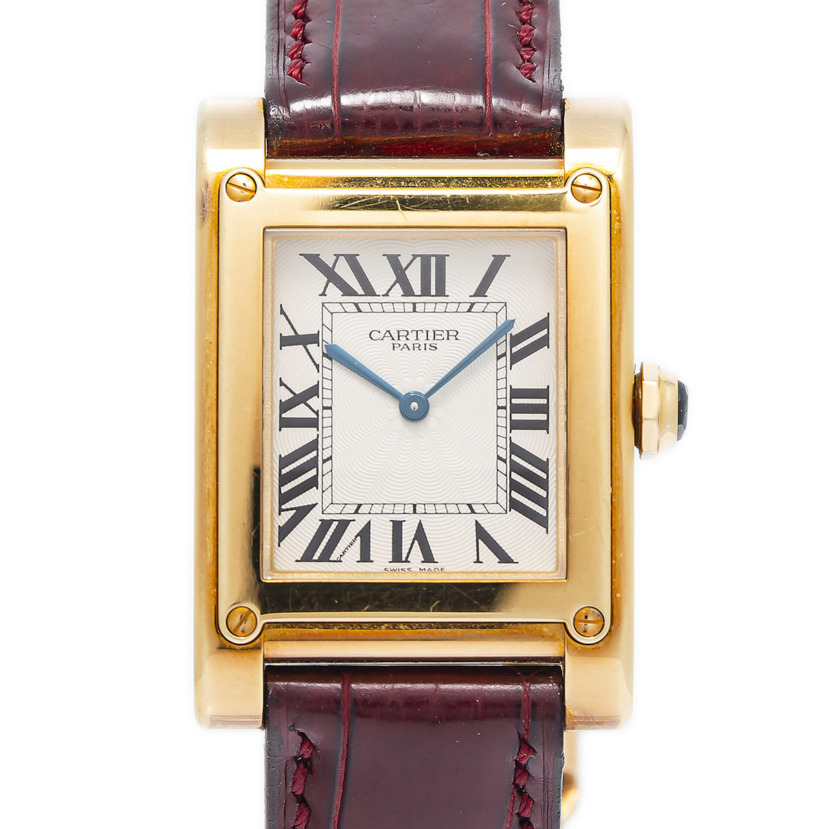 Cartier Tank A Vis Paris 2484D MINT Unpolished 18k Manual Winding Watch 27x39mm