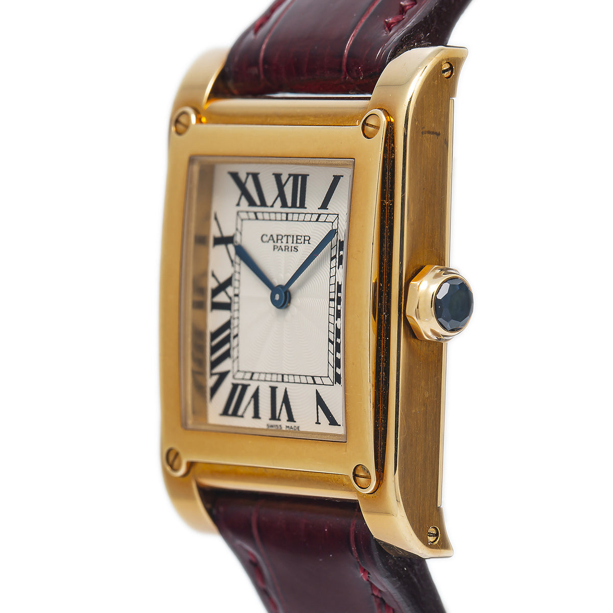Cartier Tank A Vis Paris 2484D MINT Unpolished 18k Manual Winding Watch 27x39mm