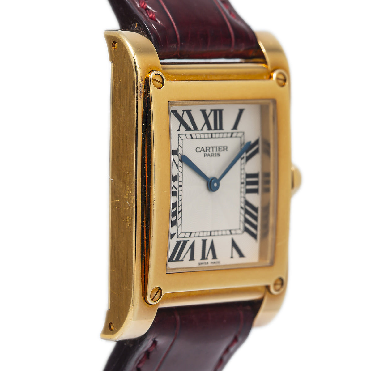 Cartier Tank A Vis Paris 2484D MINT Unpolished 18k Manual Winding Watch 27x39mm