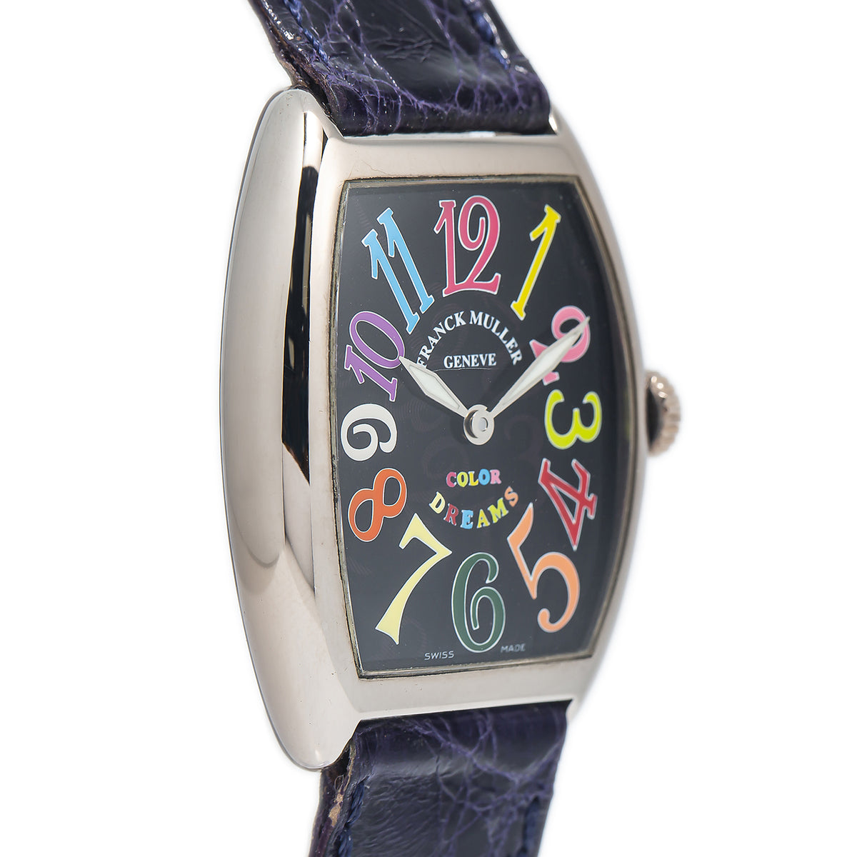 Franck Muller Color Dreams 7502QZ 18k White Gold  Black Dial Ladies Watch 29mm