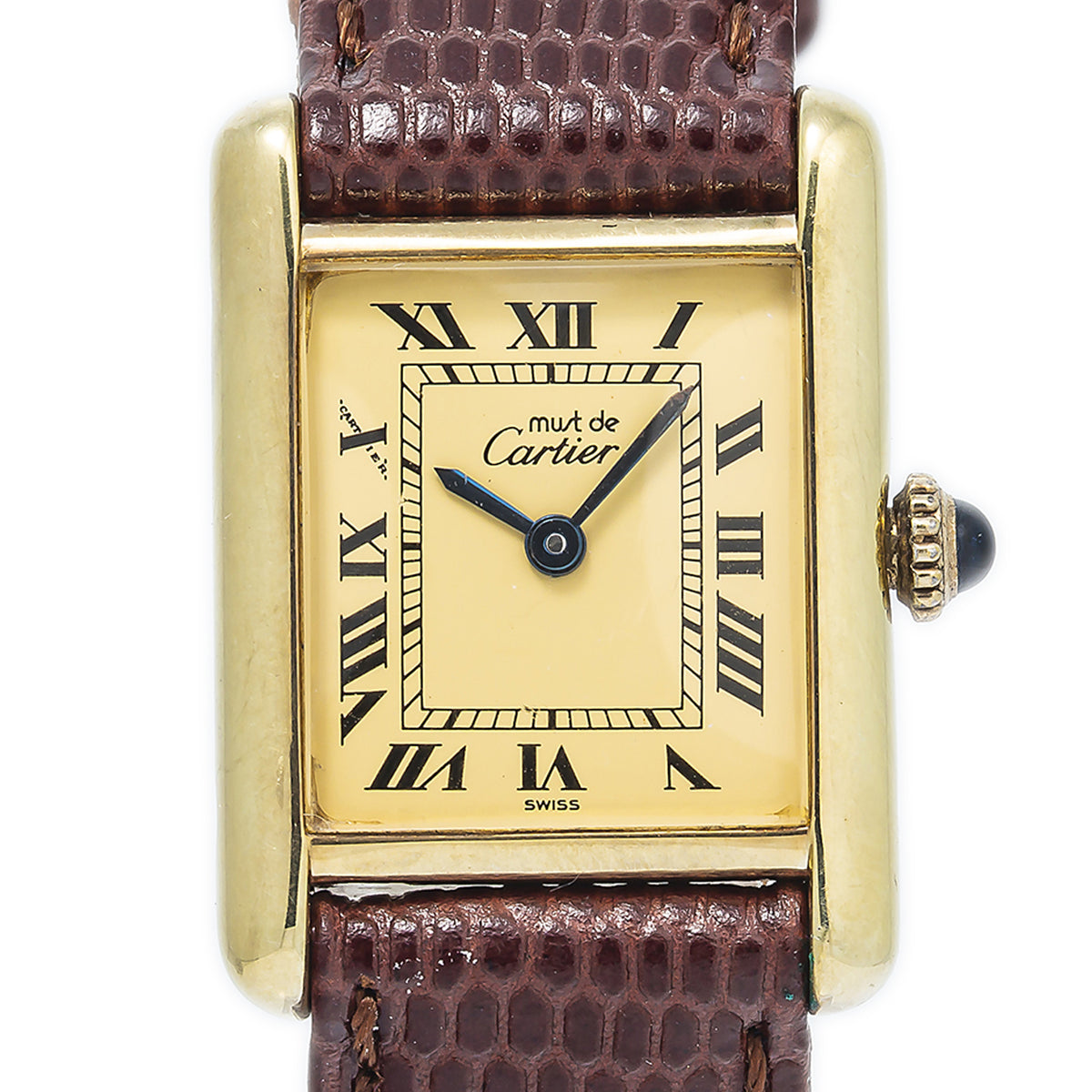 Cartier Tank Vintage 925 Gold Plated Roman Numeral Manual Watch 21x28mm