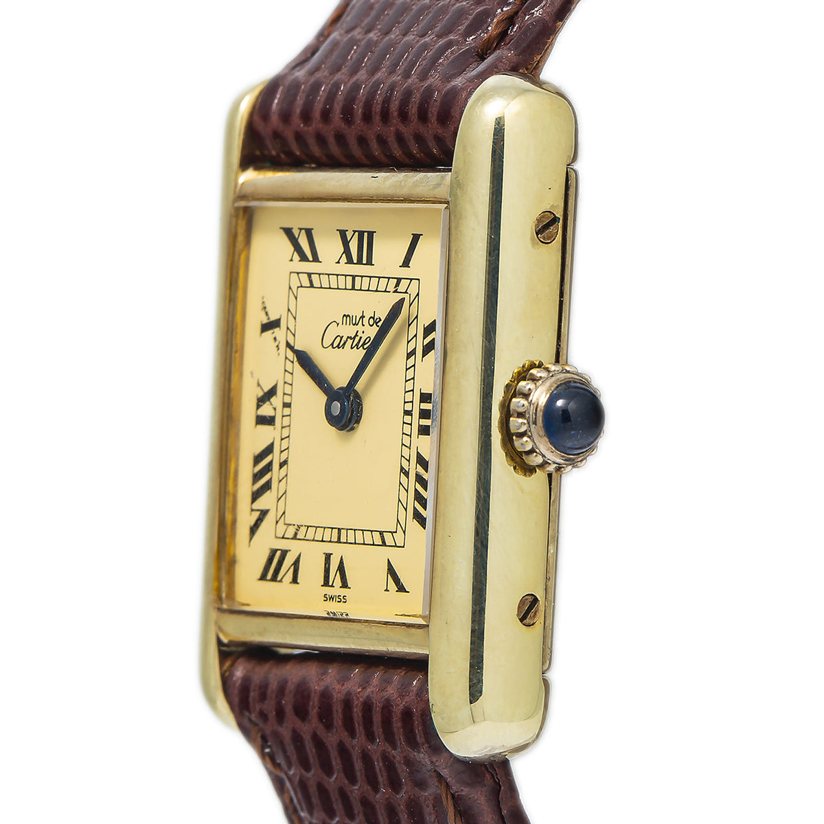 Cartier Tank Vintage 925 Gold Plated Roman Numeral Manual Watch 21x28mm