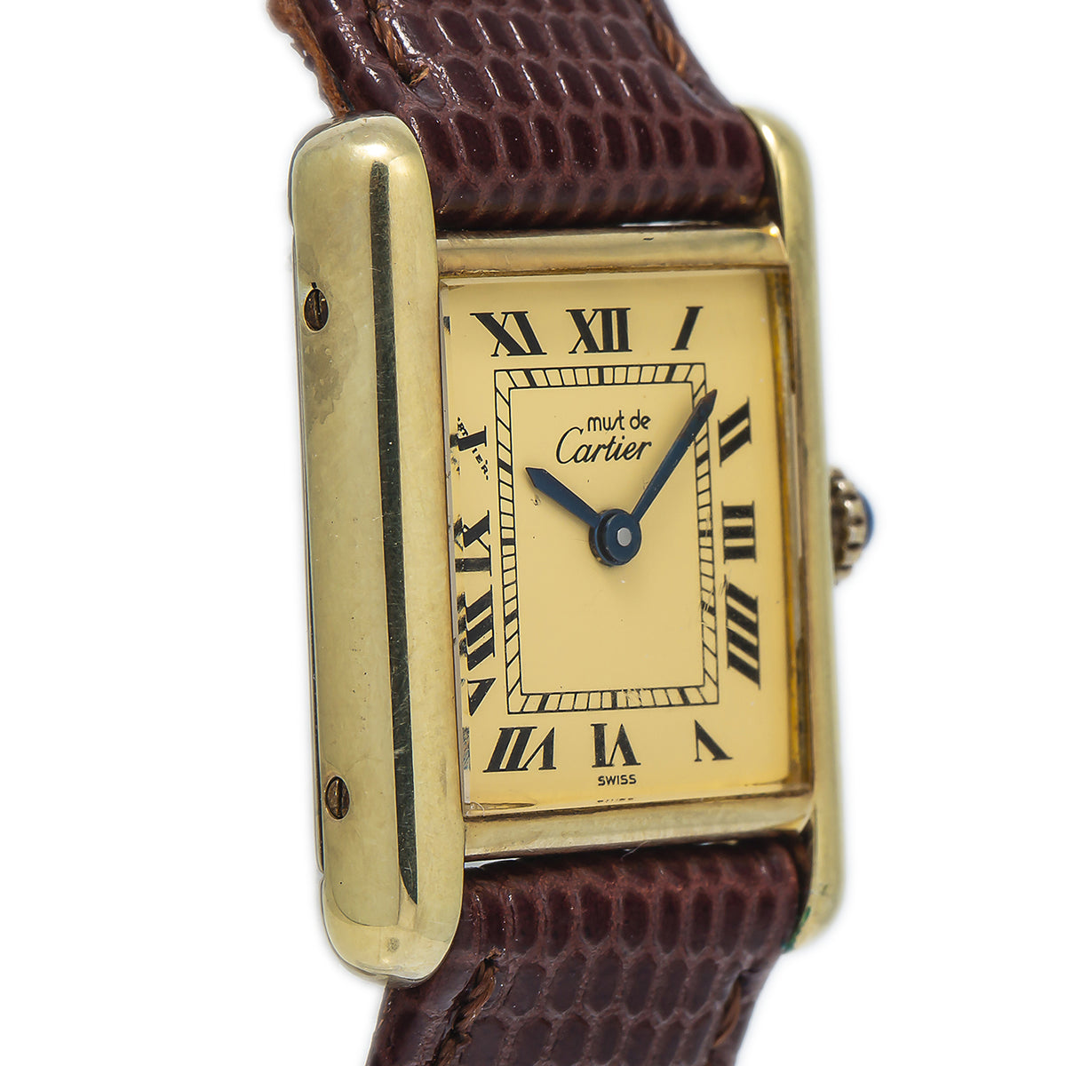 Cartier Tank Vintage 925 Gold Plated Roman Numeral Manual Watch 21x28mm