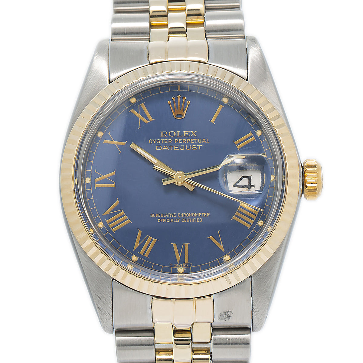 Rolex Datejust 16013 Jubilee Two Tone RARE Buckley Blue Roman Dial Watch 36mm