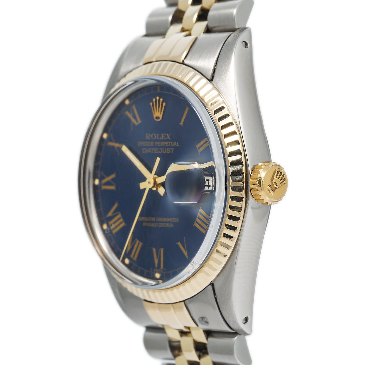 Rolex Datejust 16013 Jubilee Two Tone RARE Buckley Blue Roman Dial Watch 36mm