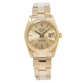 Rolex Date 1500 Oyster 18k Yellow Gold Automatic Sliver Dial Men's Watch 34mm