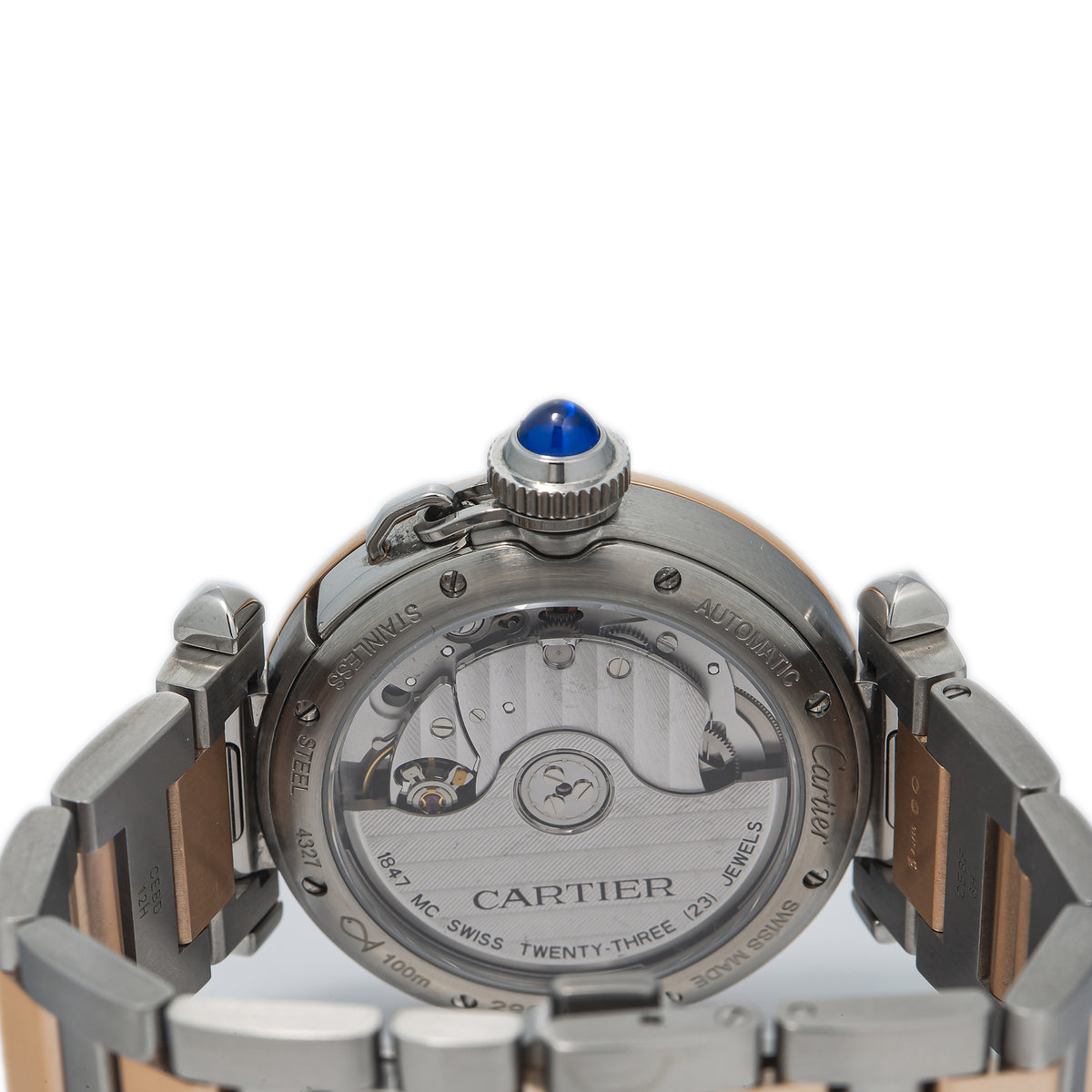 Cartier Pasha 4327 W2PA0008 Rose Gold & SS Silver Dial Automatic Watch 35mm