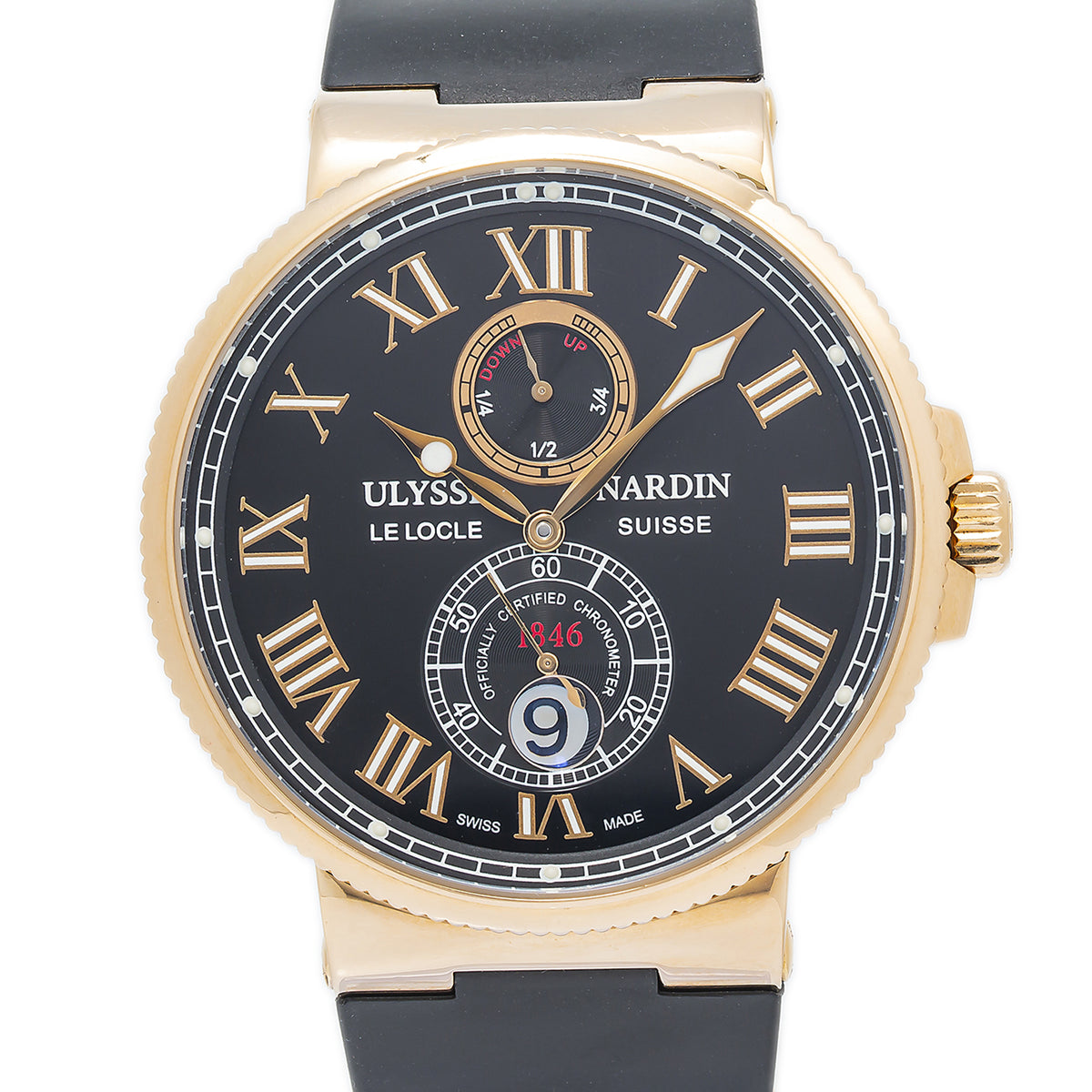 Ulysse Nardin Maxi Marine Chronometer 266-67 18k Rose Gold Men Watch 43mm