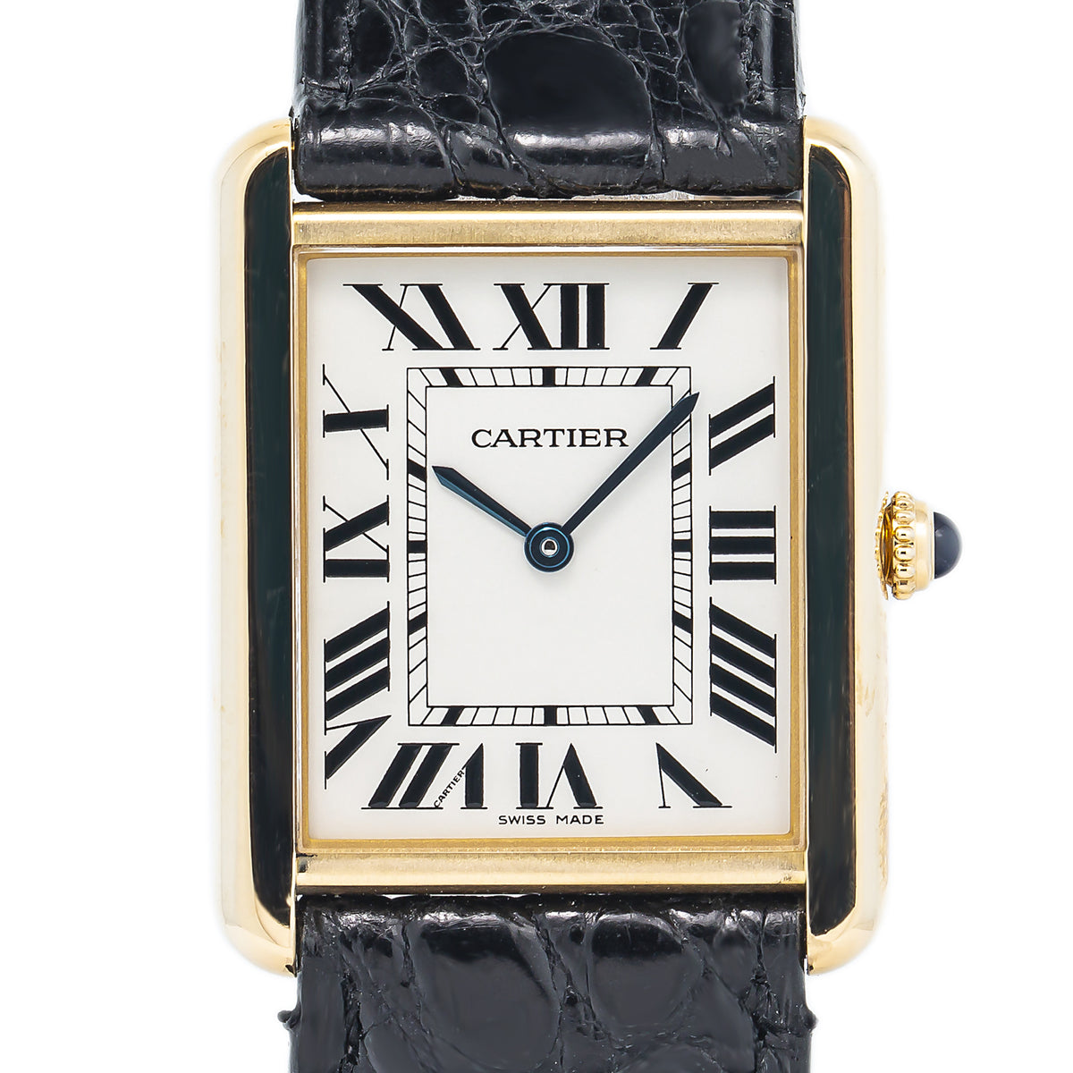 Cartier Tank Solo 3167 W1018855 18k Yellow Gold Off white Dial Quartz Men's 28mm