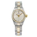 Rolex Oyster Perpetual 6804 14k YG Two Tone Silver Zephyr Dial Ladies Watch 26mm
