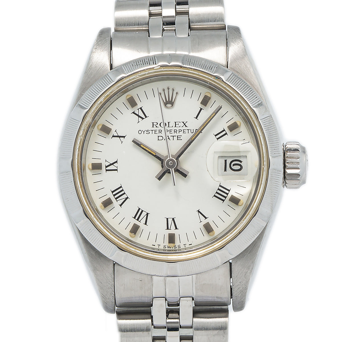 Rolex Date 69190 Stainless Steel Jubilee White Dial Automatic Ladies Watch 26mm