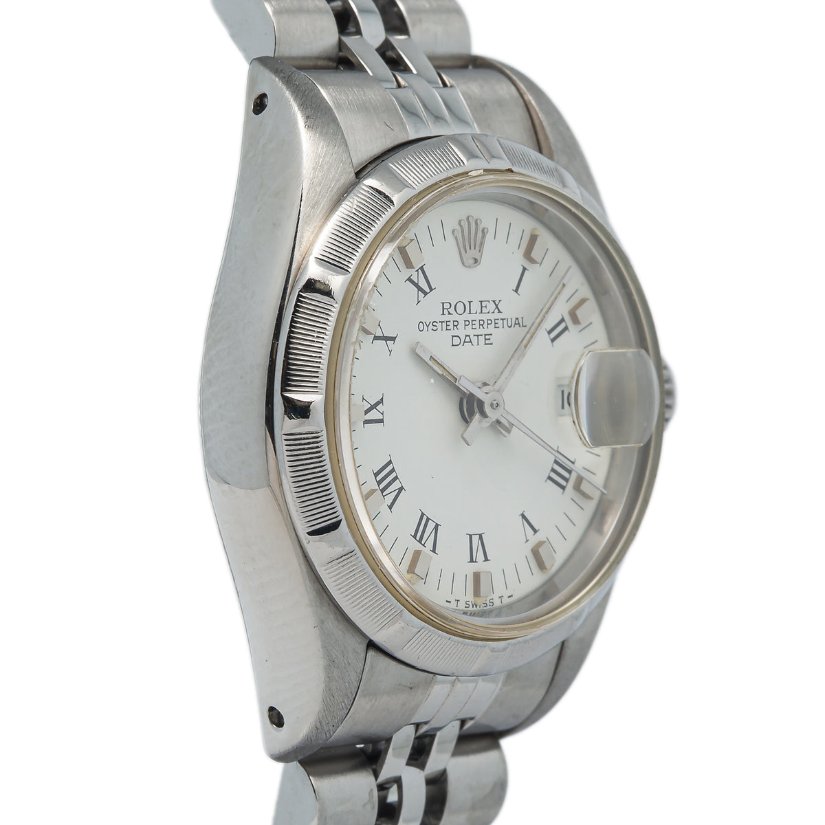 Rolex Date 69190 Stainless Steel Jubilee White Dial Automatic Ladies Watch 26mm