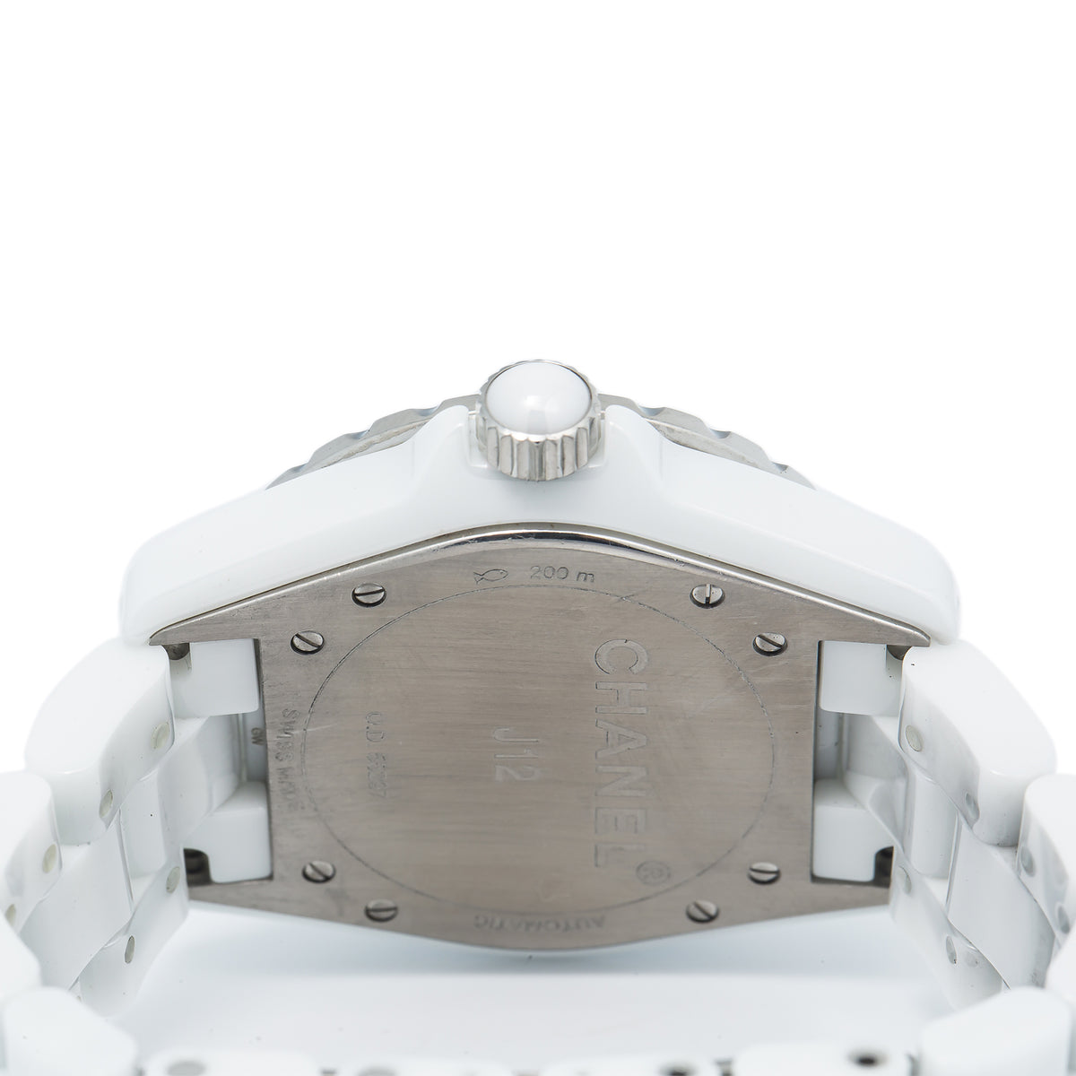Chanel J12 H1629 White Ceramic Factory Diamond Date Ladie's Automatic Watch 38mm