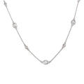 14k White Gold 1.20 Ct White Sapphire .040 Ct G VS1 Diamond By The Yard Necklace