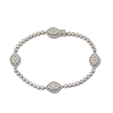 18k White Gold 4.7ct GVS1 Diamond Eye Tennis Bracelet 13.6grams