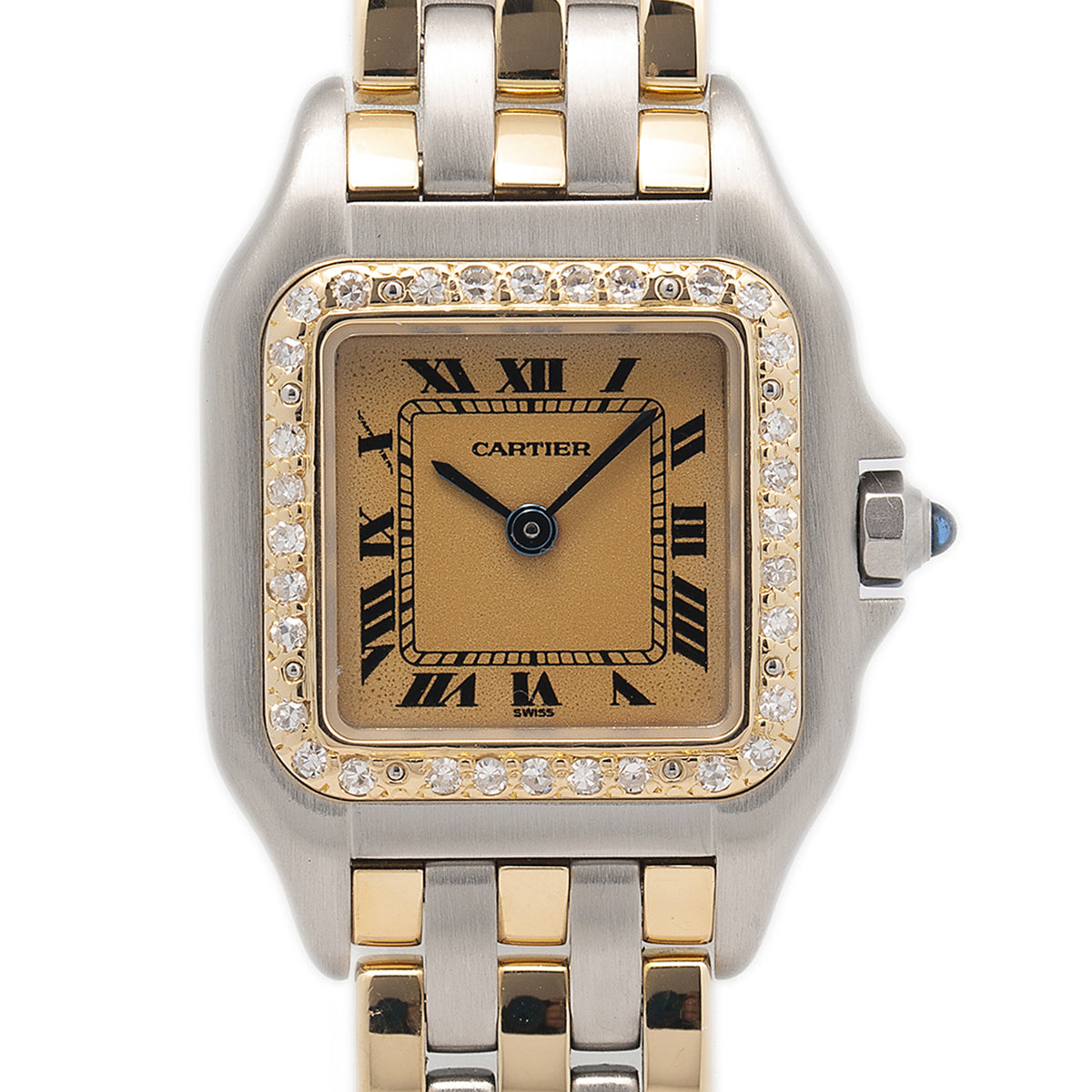 Cartier Panthere 1057917 18k Two Tone Triple Row Diamond Bezel Lady Watch 22mm