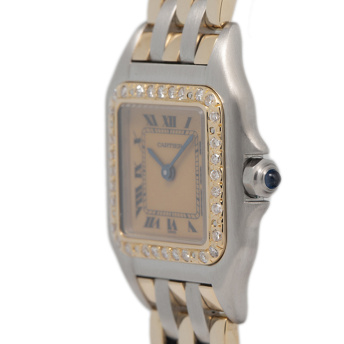 Cartier Panthere 1057917 18k Two Tone Triple Row Diamond Bezel Lady Watch 22mm