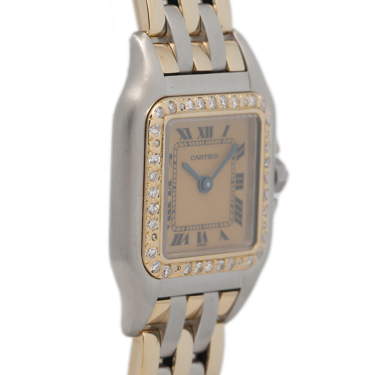 Cartier Panthere 1057917 18k Two Tone Triple Row Diamond Bezel Lady Watch 22mm