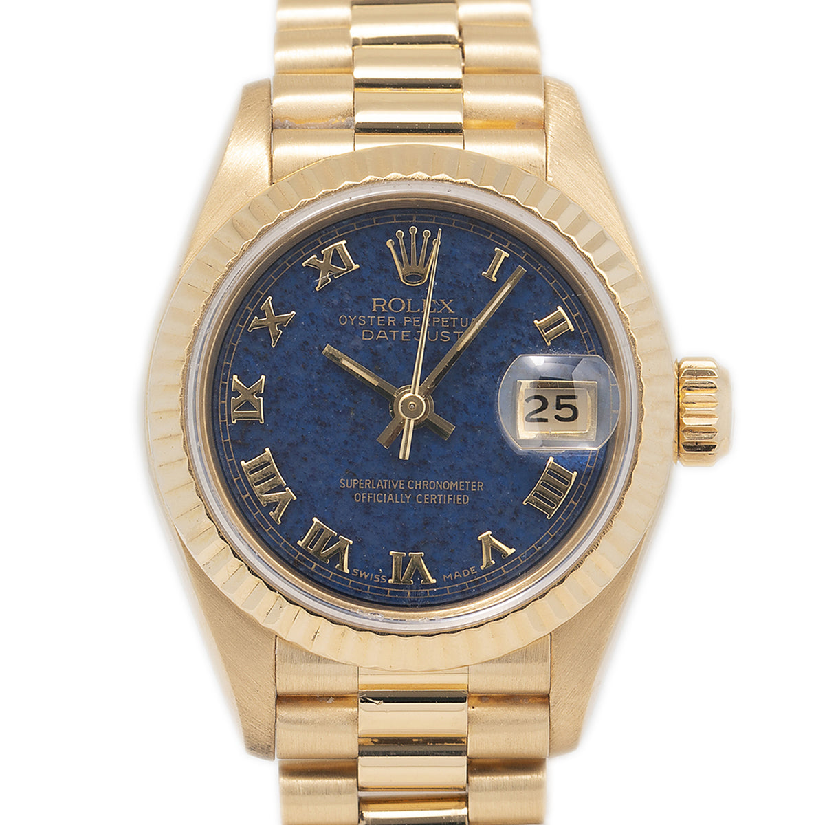 Rolex Datejust 69178 18K YG President Blue Lapis Lazuli Dial Ladies Watch 26mm