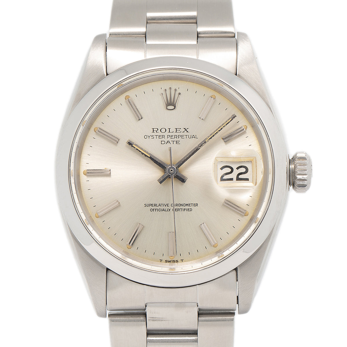 Rolex Oyster Perpetual Date 1500 Stainless Silver Dial Automatic Watch 34MM