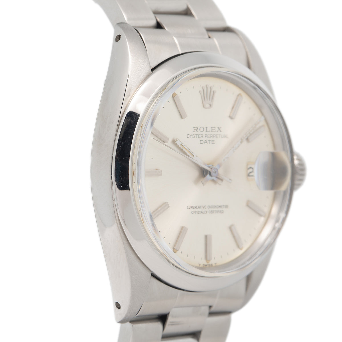 Rolex Oyster Perpetual Date 1500 Stainless Silver Dial Automatic Watch 34MM