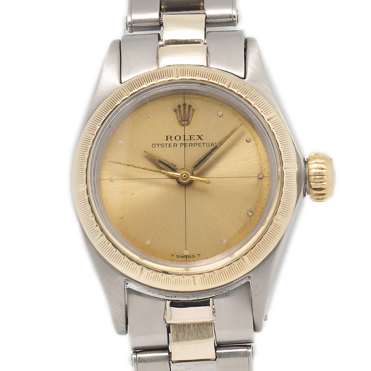 Rolex Zephyr Oyster Perpetual 6621 Two Tone Gold Dial Ladies Watch 25mm