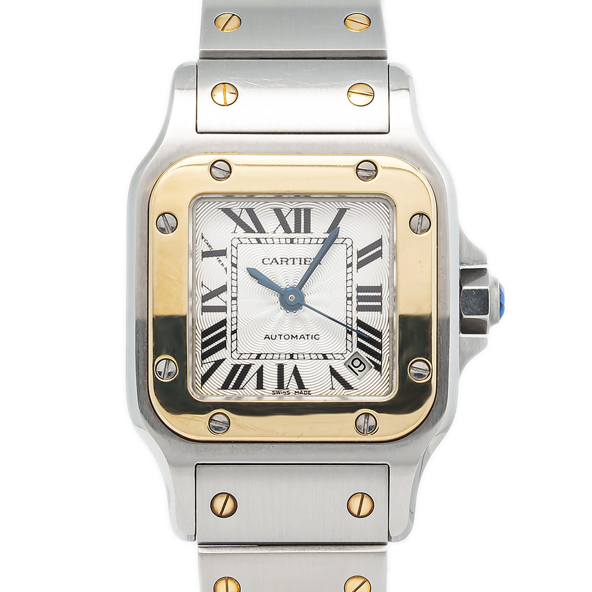 Cartier Santos Galbee 2423 W20099C4 18KYG Two Tone Roman Silver Dial Ladies 24mm