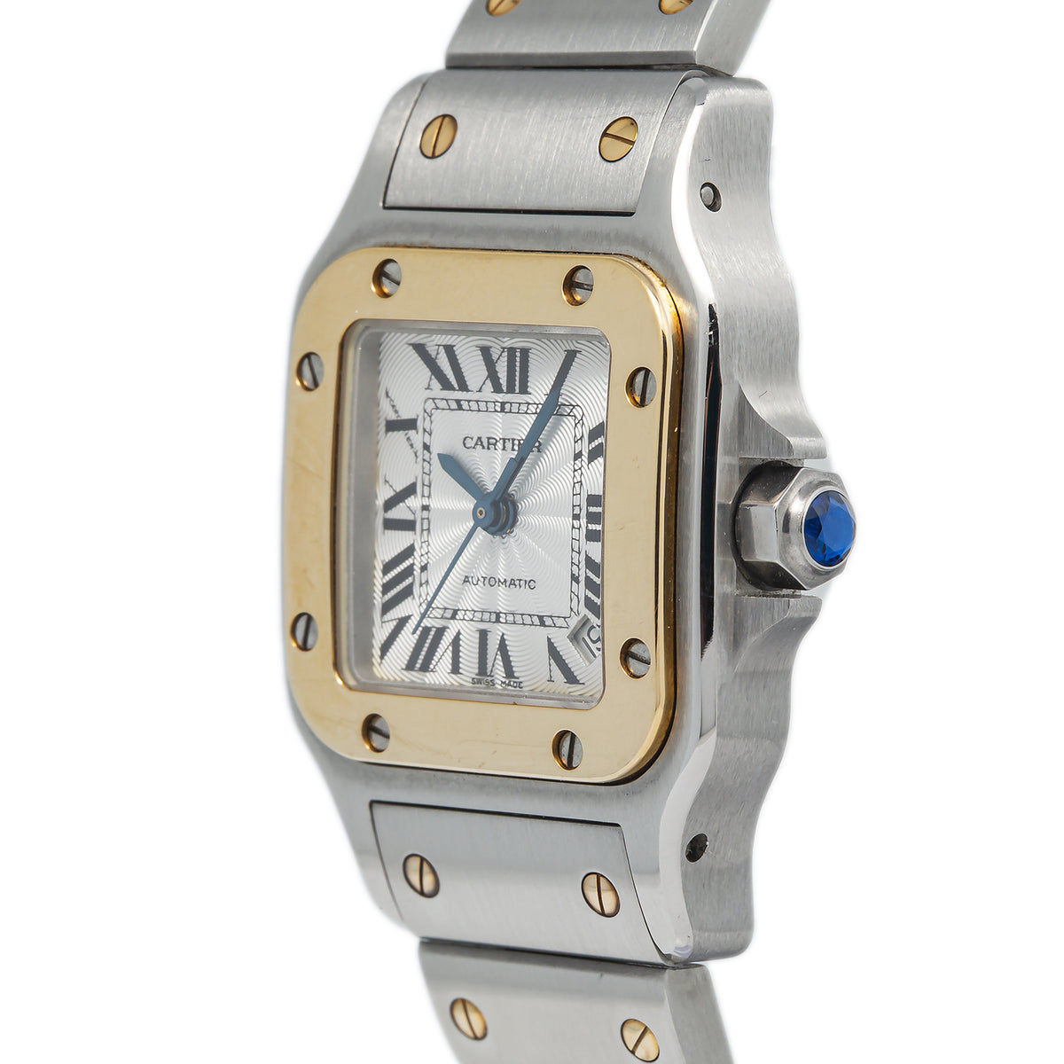 Cartier Santos Galbee 2423 W20099C4 18KYG Two Tone Roman Silver Dial Ladies 24mm