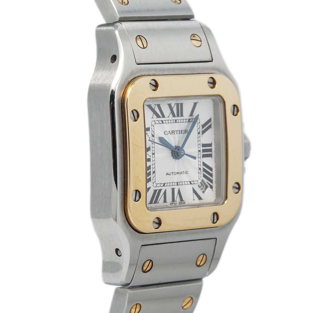 Cartier Santos Galbee 2423 W20099C4 18KYG Two Tone Roman Silver Dial Ladies 24mm