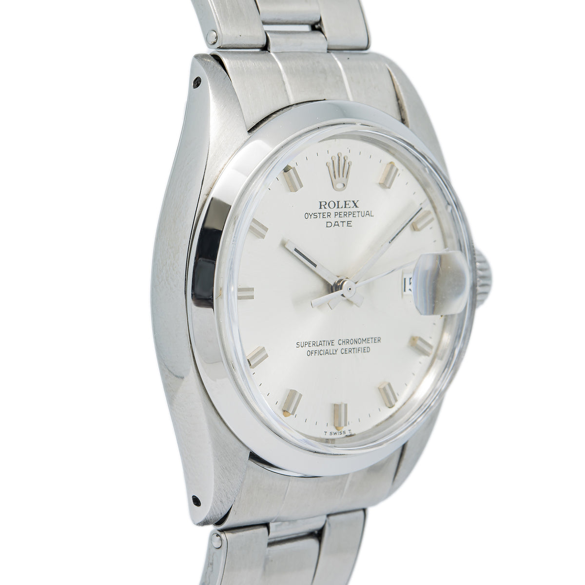 Rolex Oyster Perpetual Date 1500 Oyster Auto SS Silver Index Dial Men Watch 34mm