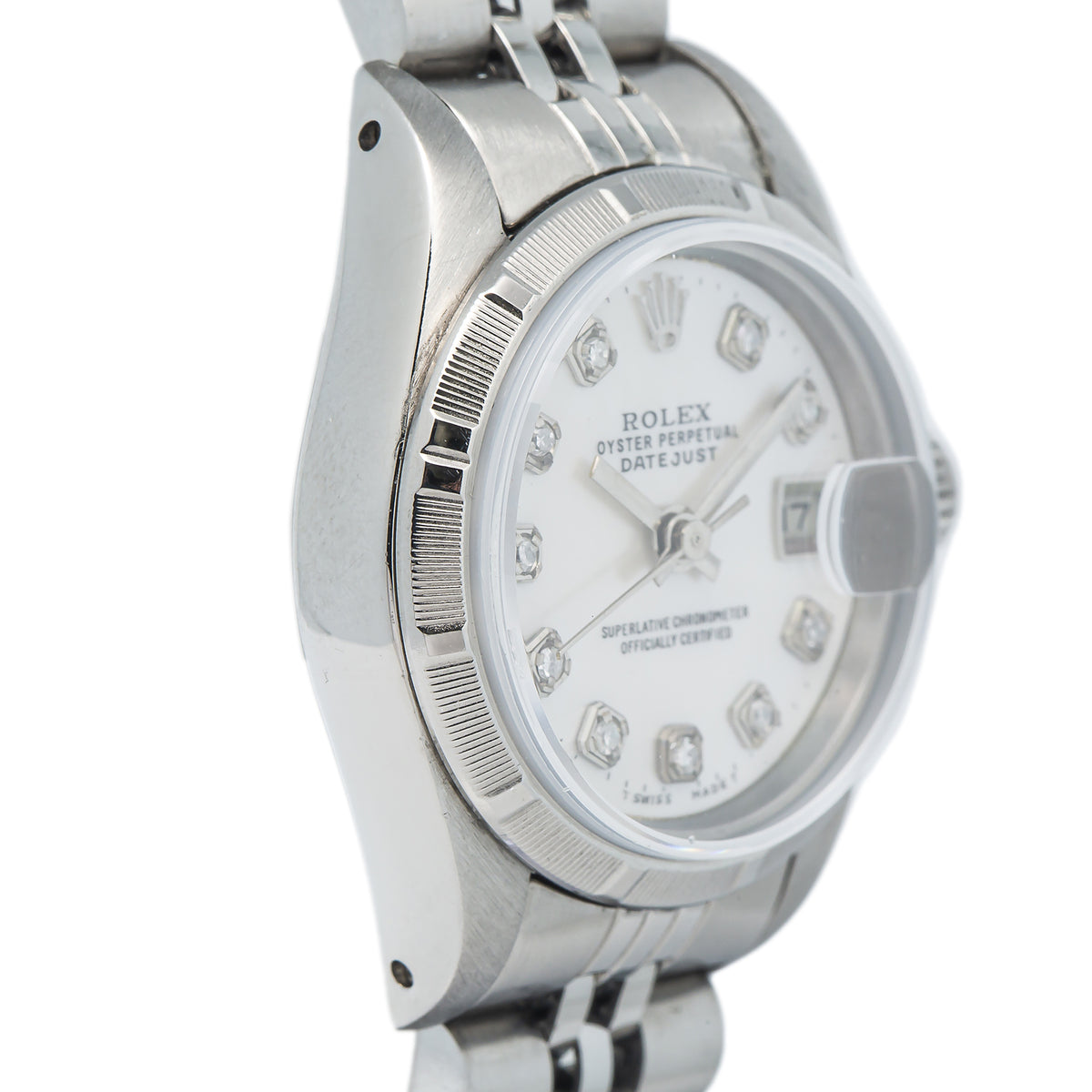 Rolex Date 69160 Jubilee Steel MOP Diamond Dial Automatic Ladies Watch 26mm