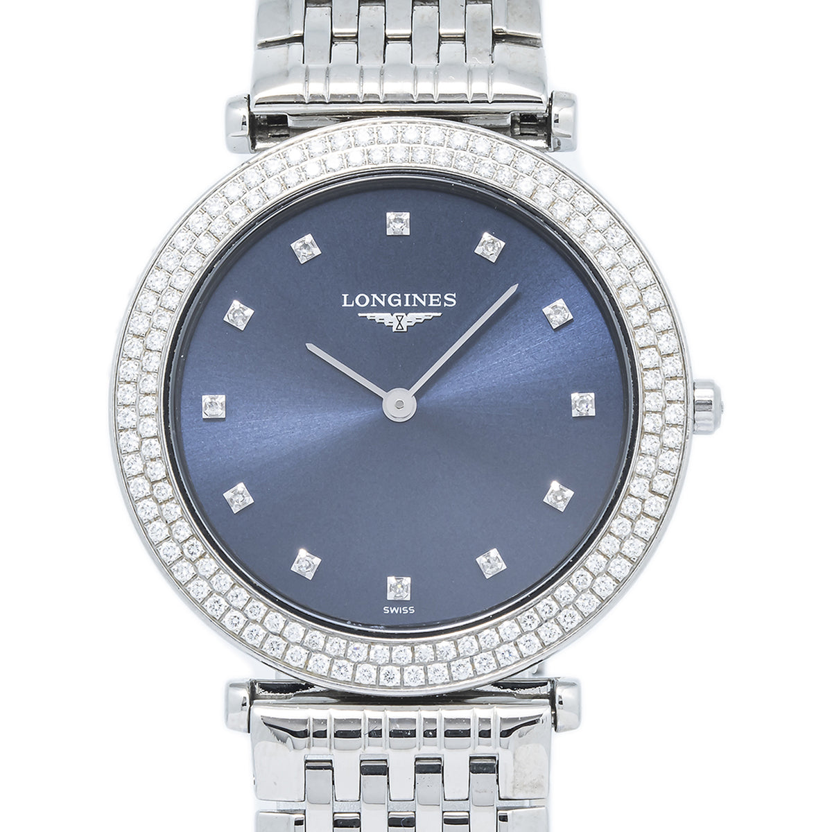 Longines La Grande Classique L45150976 SS Diamond Bezel Blue Dial Ladies 31mm