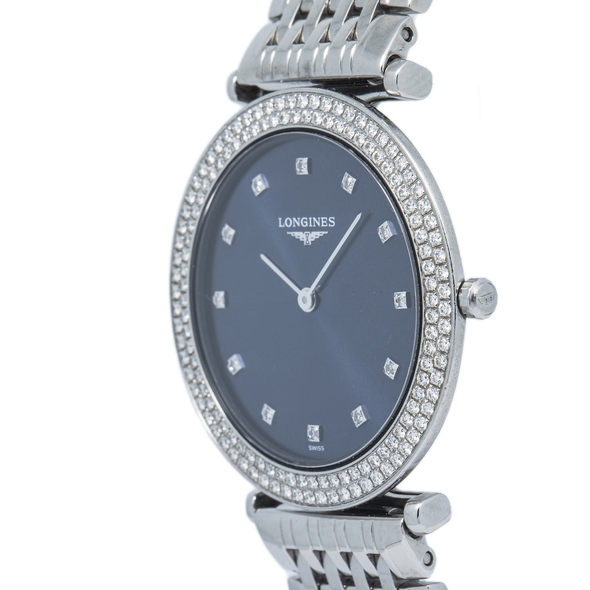 Longines La Grande Classique L45150976 SS Diamond Bezel Blue Dial Ladies 31mm