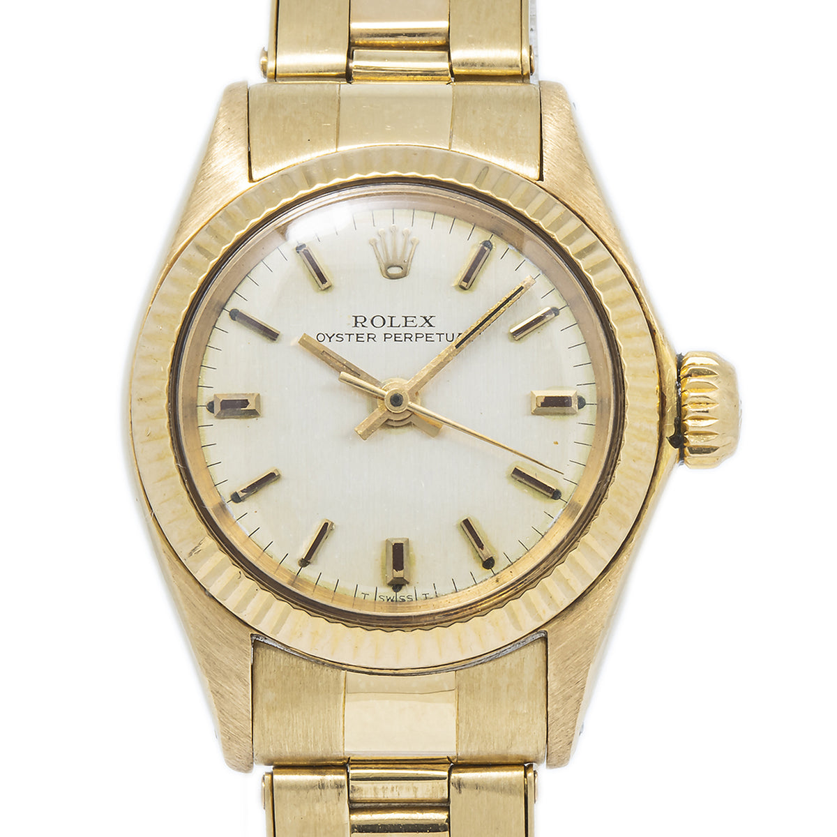 Rolex Oyster Perpetual 6619 18k Yellow Gold Oyster Silver Dial Ladies watch 25mm