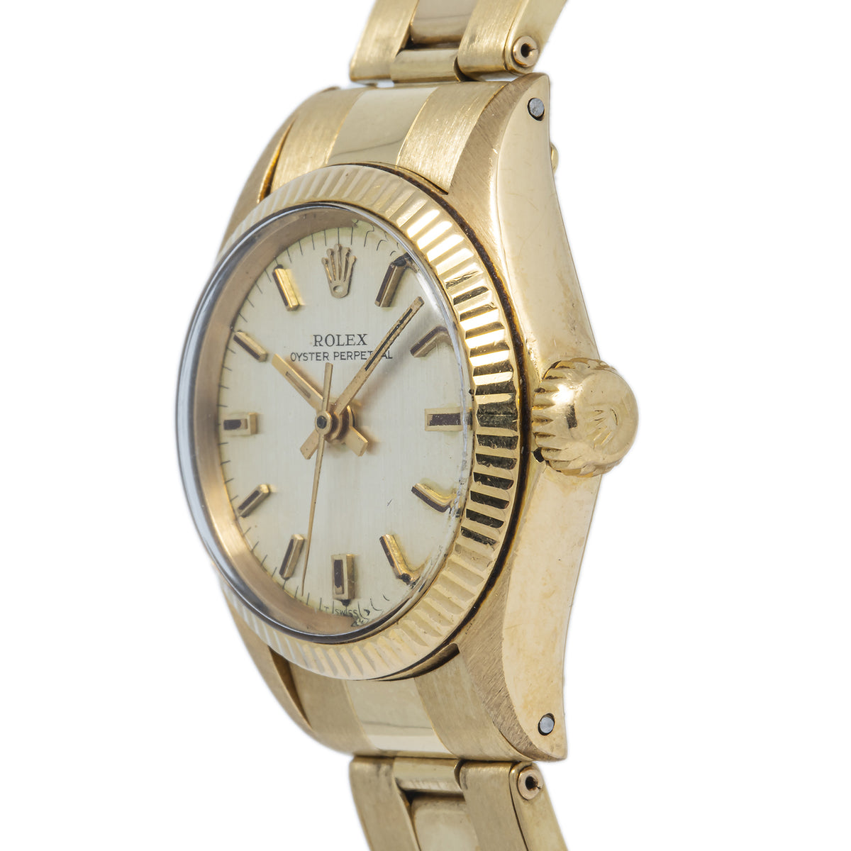 Rolex Oyster Perpetual 6619 18k Yellow Gold Oyster Silver Dial Ladies watch 25mm