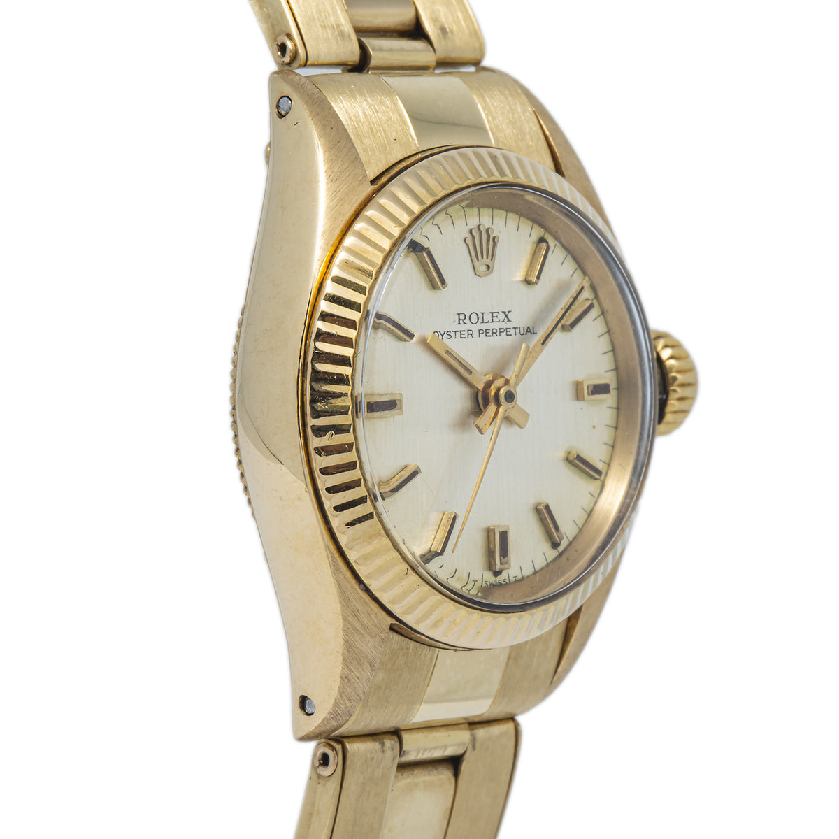 Rolex Oyster Perpetual 6619 18k Yellow Gold Oyster Silver Dial Ladies watch 25mm