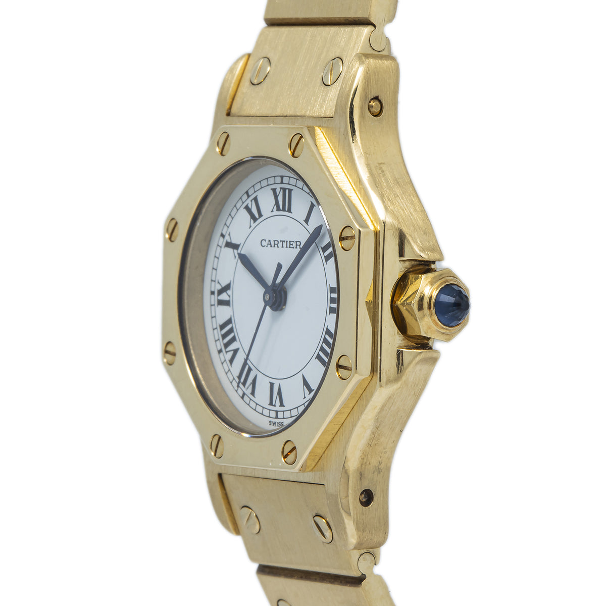 Cartier Santos Octagon 0906 Yellow Gold Automatic White dial ladies watch 25mm