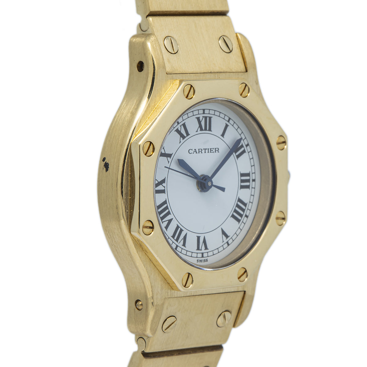 Cartier Santos Octagon 0906 Yellow Gold Automatic White dial ladies watch 25mm