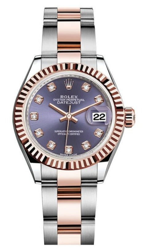 Rolex Datejust 279171 MINT Rose Oyster Aubergine Dial Watch 28mm 2018 Complete