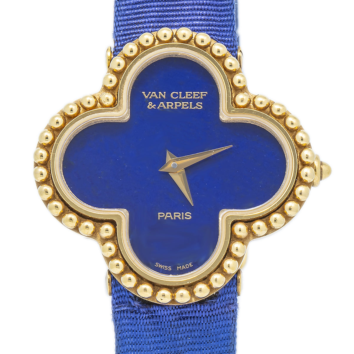 Van Cleef & Arpels Alhambra 18K Yellow Gold Lapis Lazuli Dial Quartz Ladies 26mm