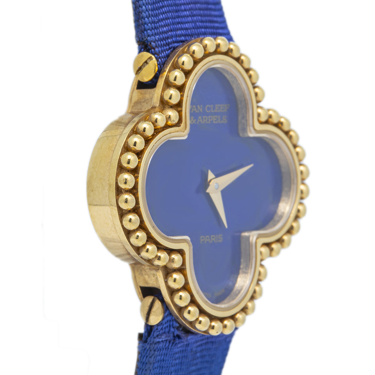 Van Cleef & Arpels Alhambra 18K Yellow Gold Lapis Lazuli Dial Quartz Ladies 26mm