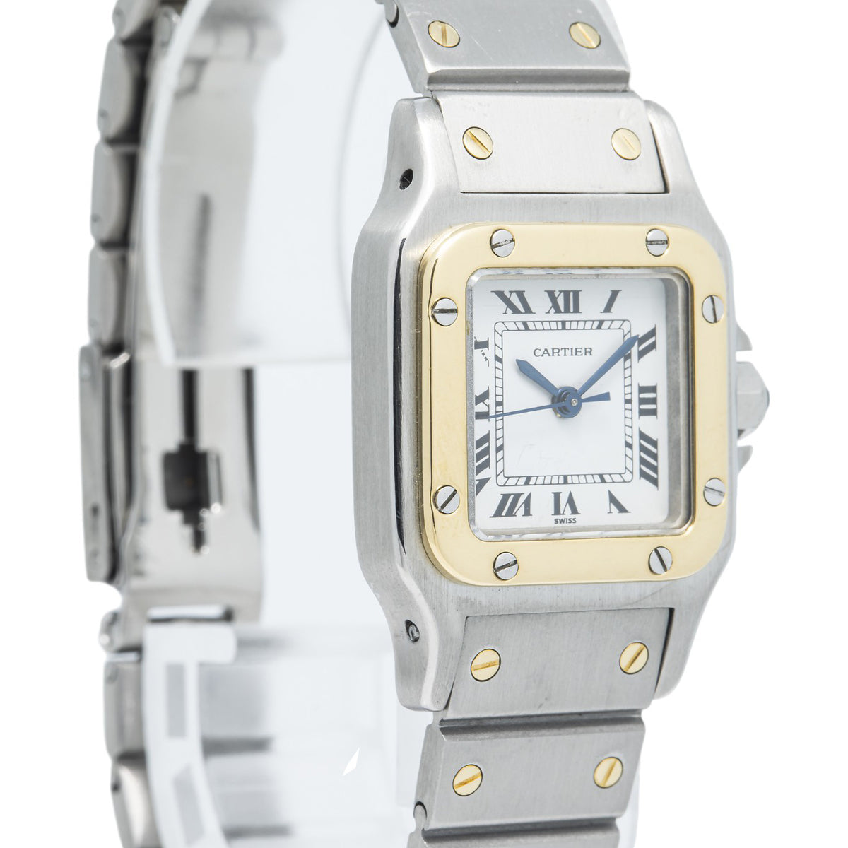 Cartier Santos Galbee 1170902 Vintage 18k Two Tone Automatic Ladies Watch 24mm