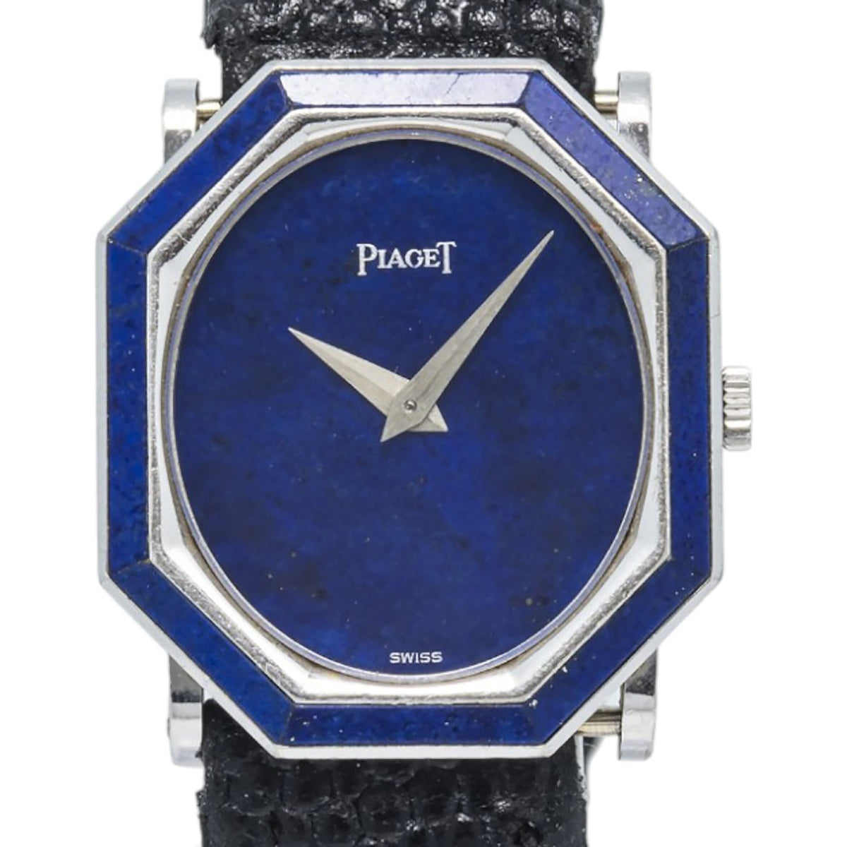 Piaget RARE 9341 18k White Gold Octagonal Lapis Dial Manual Ladies Watch 24mm