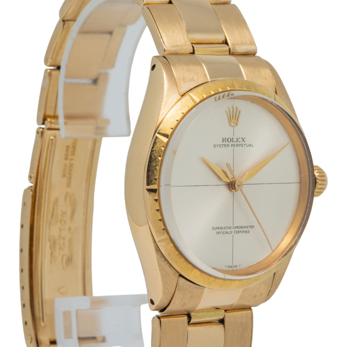 Rolex Oyster Perpetual 1009 18K Yellow Gold Zephyr Dial Manual Unisex 34mm