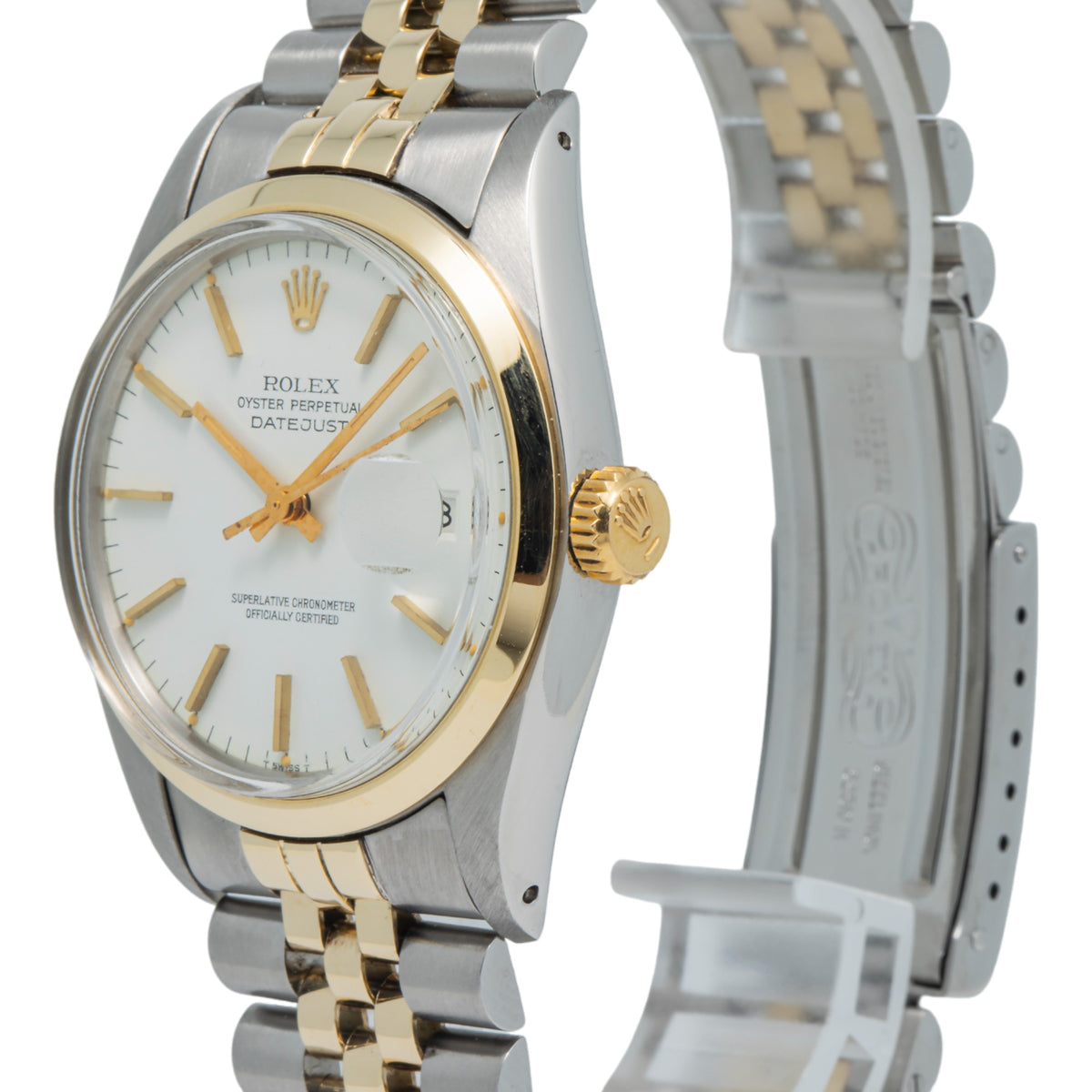 Rolex Datejust 16003 18K Yellow Gold Two Tone Jubilee White Matt Dial Men's 36mm